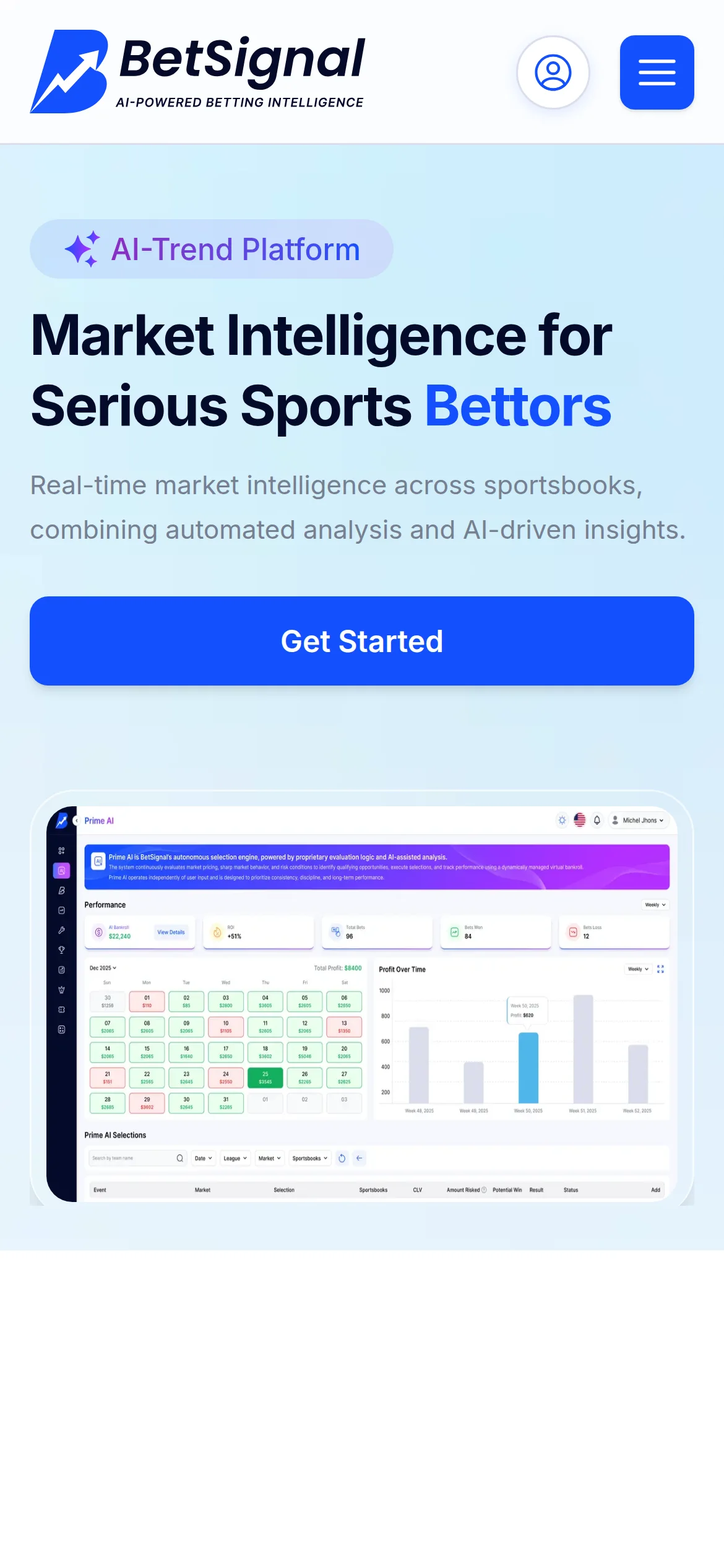 BetSignal on a phone: market intelligence for serious sports bettors